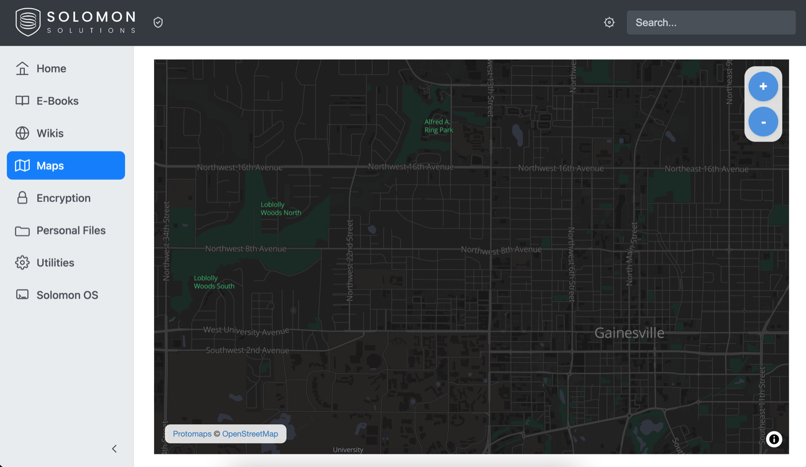 Interactive offline map with zoom controls